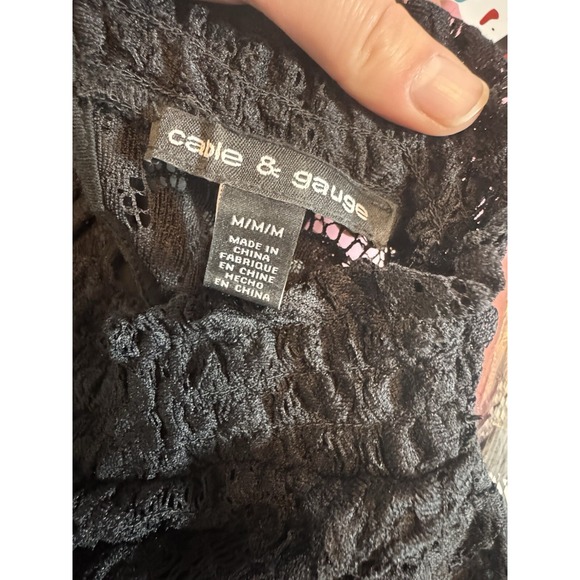 Cable And Gauge Black Lace Longsleeve‎ Blouse M Whimsigoth Witchy Fairy - Picture 4 of 8
